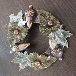 Fall/AutumnWreath Brooch by Marvella " Harvest Moon"vintage 1990 handcrafted USA